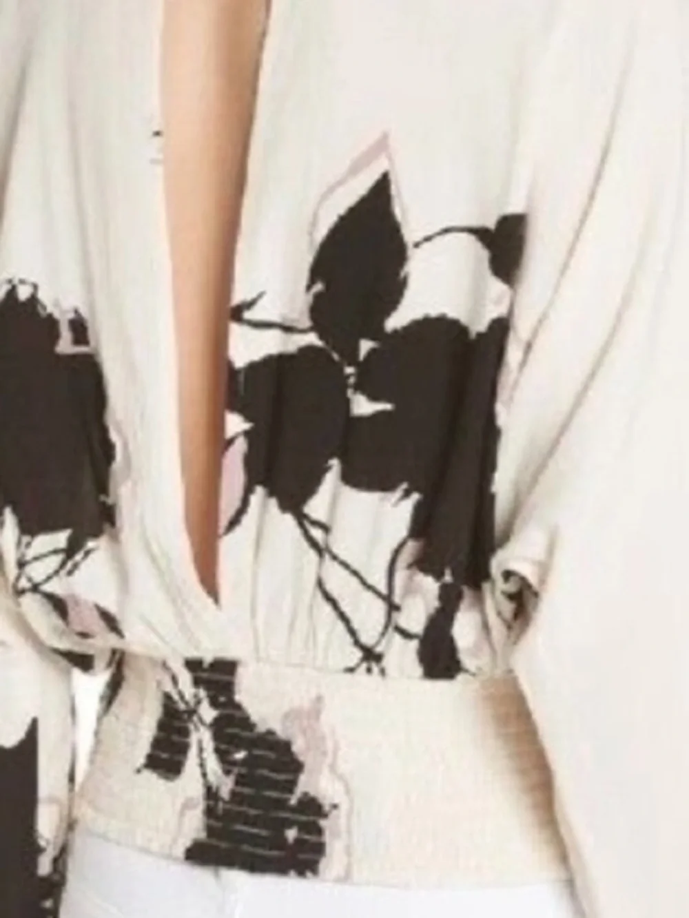 Free People Say you Love Me Cream Black & Blush Floral Wrap Blouse